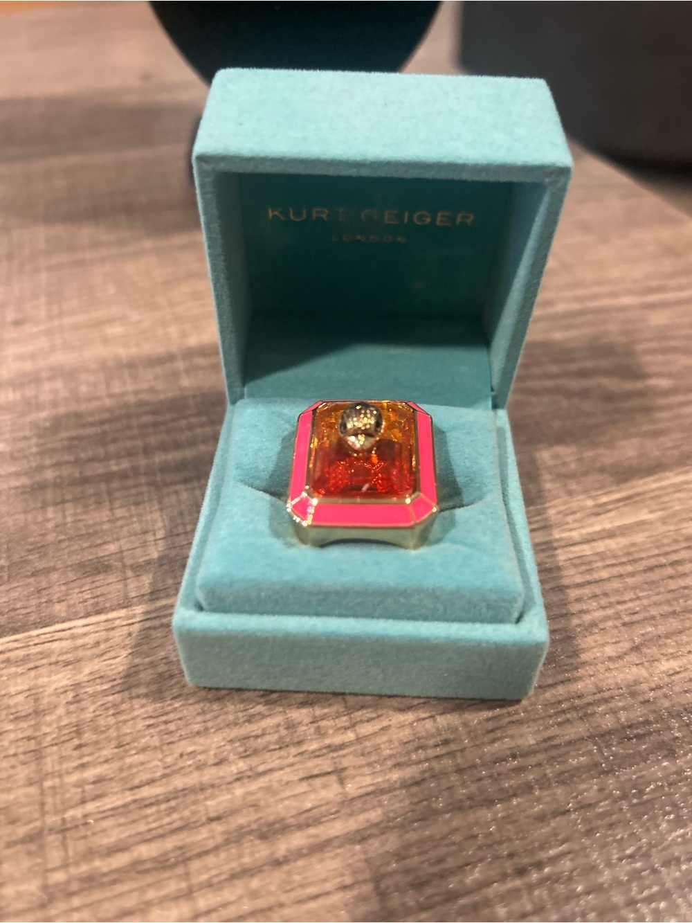 Kurt Geiger Hot Pink & Amber Faceted Ring